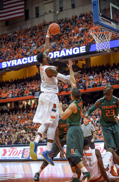 Christmas elevates for a layup attempt. He finished 9-of-17 from the field. 