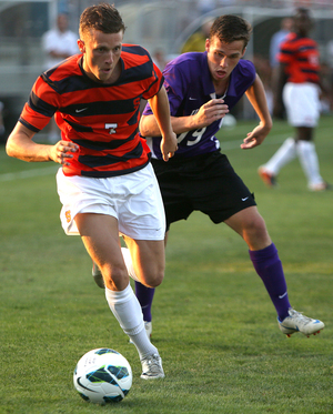 Louis Clark and Syracuse opened their season with a 2-0 win over Albany on Friday night.