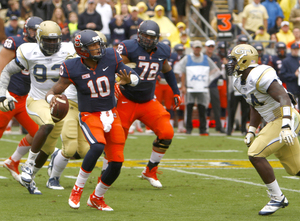 Terrel Hunt hasn't thrown a touchdown pass in two months. He'll look to lead Syracuse to its sixth win on Saturday against Pittsburgh. 