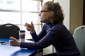 Mareike Larsen is fluent in American Sign Language. She works as a freelance interpreter for two agencies, both of which utilize her services almost exclusively at Syracuse University.