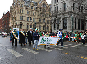 Keeping with tradition a green stripe will be painted on Nancy Duff Lane, kicking off St. Patrick’s Parade festivities. The city's mayor Stephanie Miner will act as the parade’s Grand High Marshal.