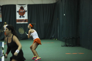 Masha Tritou jumped out early in the first set but Duke's Kaitlyn McCarthy pulled back and defeated the Syracuse sophomore.