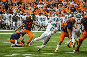 Andre Szmyt, pictured against Wagner, set SU's single-season field goals record against NC State on Saturday night.