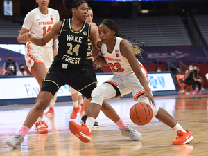 Kiara Lewis drives toward the basket against Wake Forest.