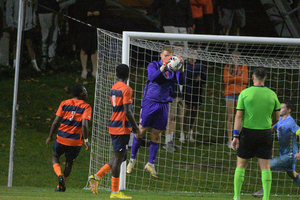 While Russell Shealy (pictured with ball) didn't make many saves, he facilitated the only score of the game.