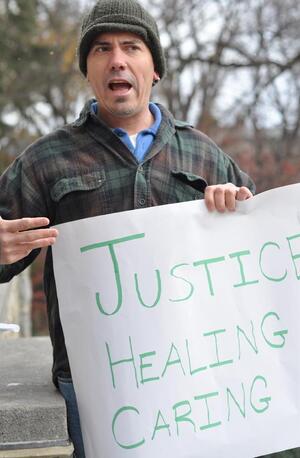 Peter Buckland, a 35-year old doctoral student in the College of Education, stood on the steps of Old Main for each of the last three days in an attempt to shift the focus of conversation regarding the Penn State sex abuse scandal away from the wrongdoings and onto what can be done to create better people in the future. 