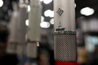 Microphones from Telefunken are displayed in the Austin Convention Center on March 13, 2014. Telefunken offered their line of premier, high tech microphones alongside vintage-inspired models with upgraded technology at their booth.