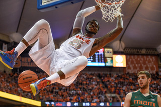 Christmas dunks without a defender to stop him. 