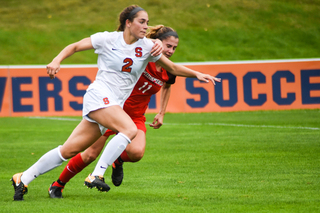 Freshman Kate Donovan works to get to the ball. 