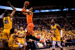 Brissett lofts a floater in traffic.